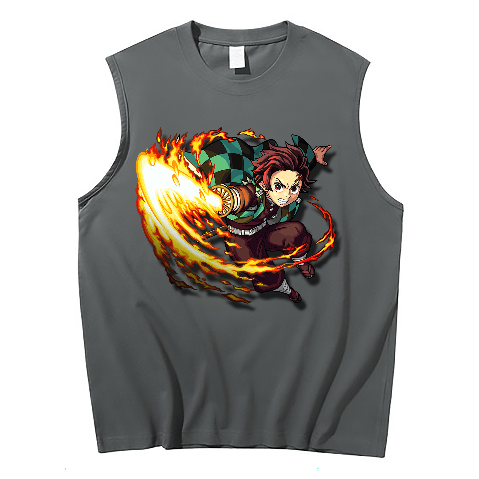 （画像用） 鬼滅の刃 竈門 炭治郎／かまど たんじろう Kamado Tanjirou コットン100％タンクトップ（フロントプリント）